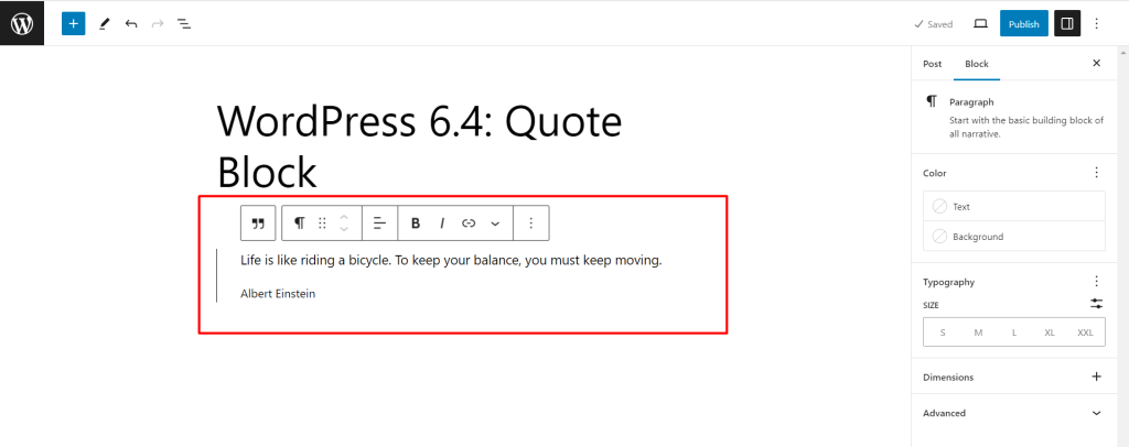 Quote Block in WordPress 6.4